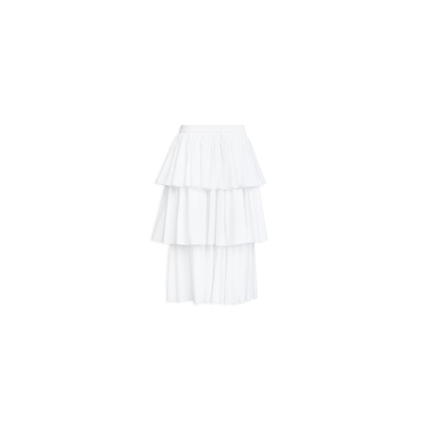 Alaïa Openwork Cotton Ruffle Skirt - ALAÏA Skirts - Laser Cut Luxury - Shop at Coveti