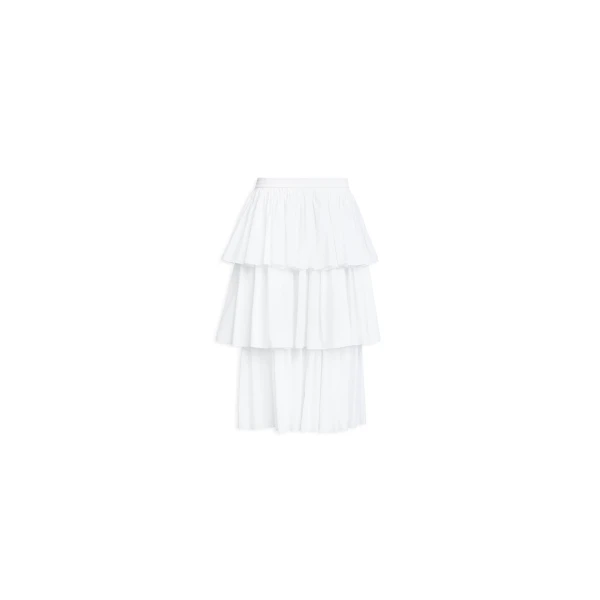 Alaia Openwork Cotton Ruffle Skirt