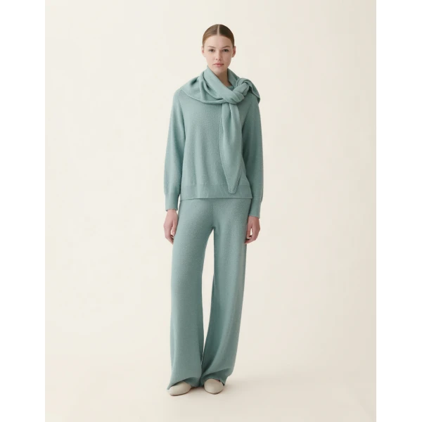 Fabiana Filippi Wool and Silk Trousers with Sequins in Green, view 2