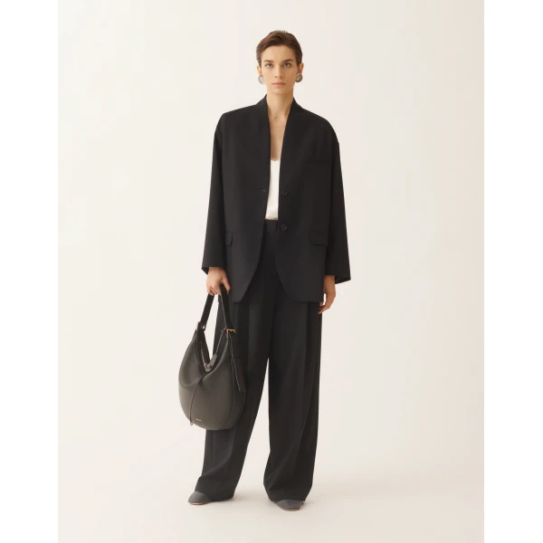 Fabiana Filippi Fluid Techno-Tailored Pants in Midnight Blue, view 2