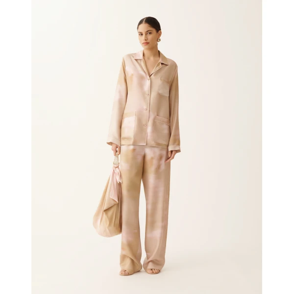 Fabiana Filippi Printed Silk Twill Trousers in Memento Rosae, view 2