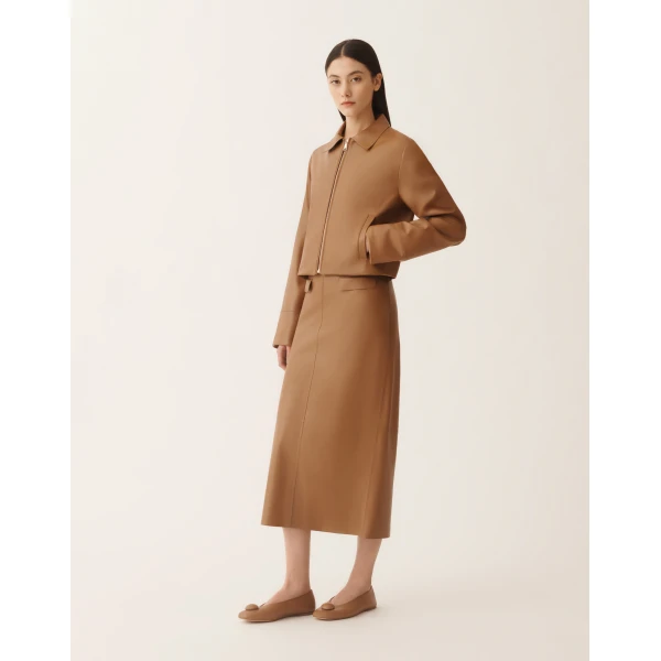 Fabiana Filippi Nappa Lissé Pencil Skirt in Wicker, view 2