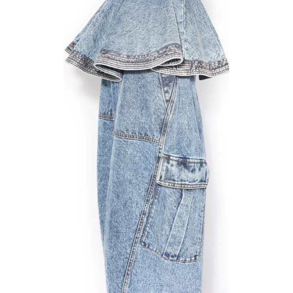 Alaia Peplum Denim Top, view 4