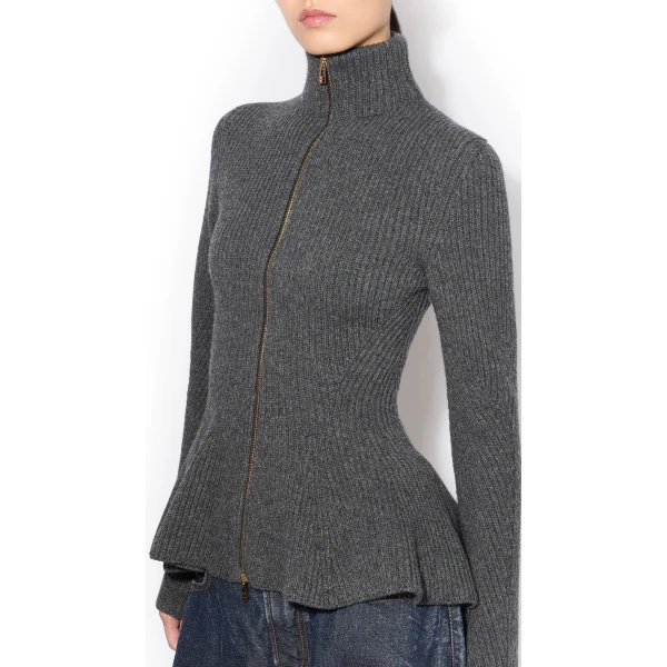 Alaia Peplum Knitted Cardigan, view 4
