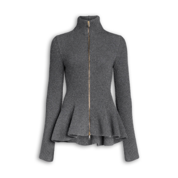 Alaïa Peplum Knitted Cardigan - ALAÏA Knitwear - Laser Cut Luxury - Shop at Coveti