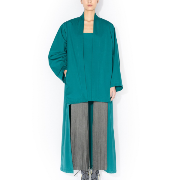 Alaïa Poplin Asymmetric Robe Coat - ALAÏA Coats - Laser Cut Luxury - Shop at Coveti