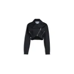 Alaïa Poplin Biker Jacket - ALAÏA Jackets - Laser Cut Luxury - Shop at Coveti