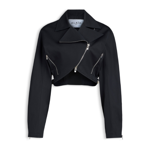 Alaïa Poplin Biker Jacket - ALAÏA Jackets - Laser Cut Luxury - Shop at Coveti