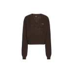 Cable V-neck Sweater Dark Brown