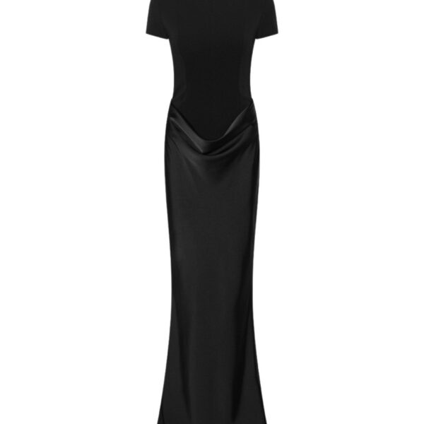 Capsleeve Draped Maxi Black