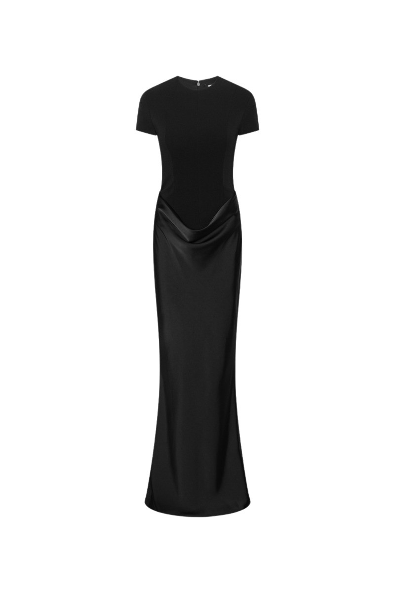 Capsleeve Draped Maxi Black