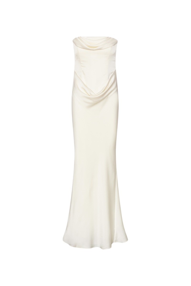 Corsage Long Dress White