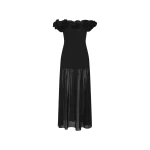 Crepe Flower Maxi Dress Black