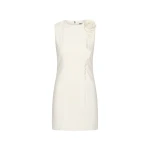 Crepe Mini Flower Dress White