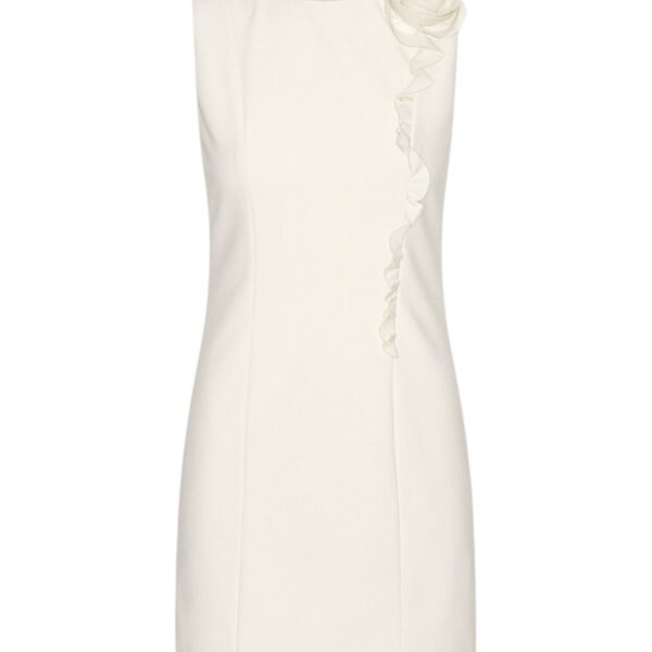 Crepe Mini Flower Dress White