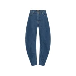 Draped Barrel Leg Jeans Blue
