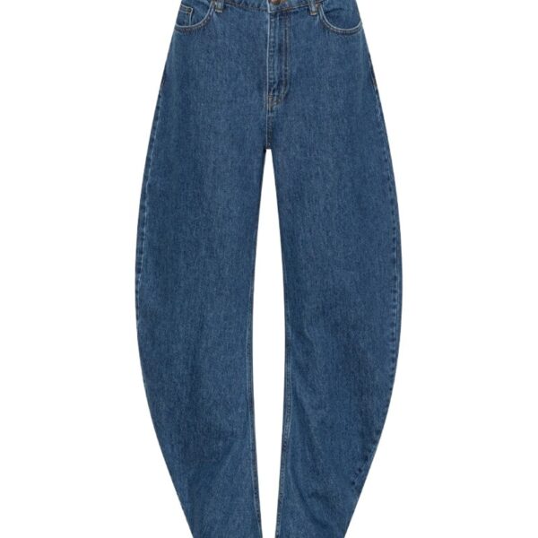 Draped Barrel Leg Jeans Blue