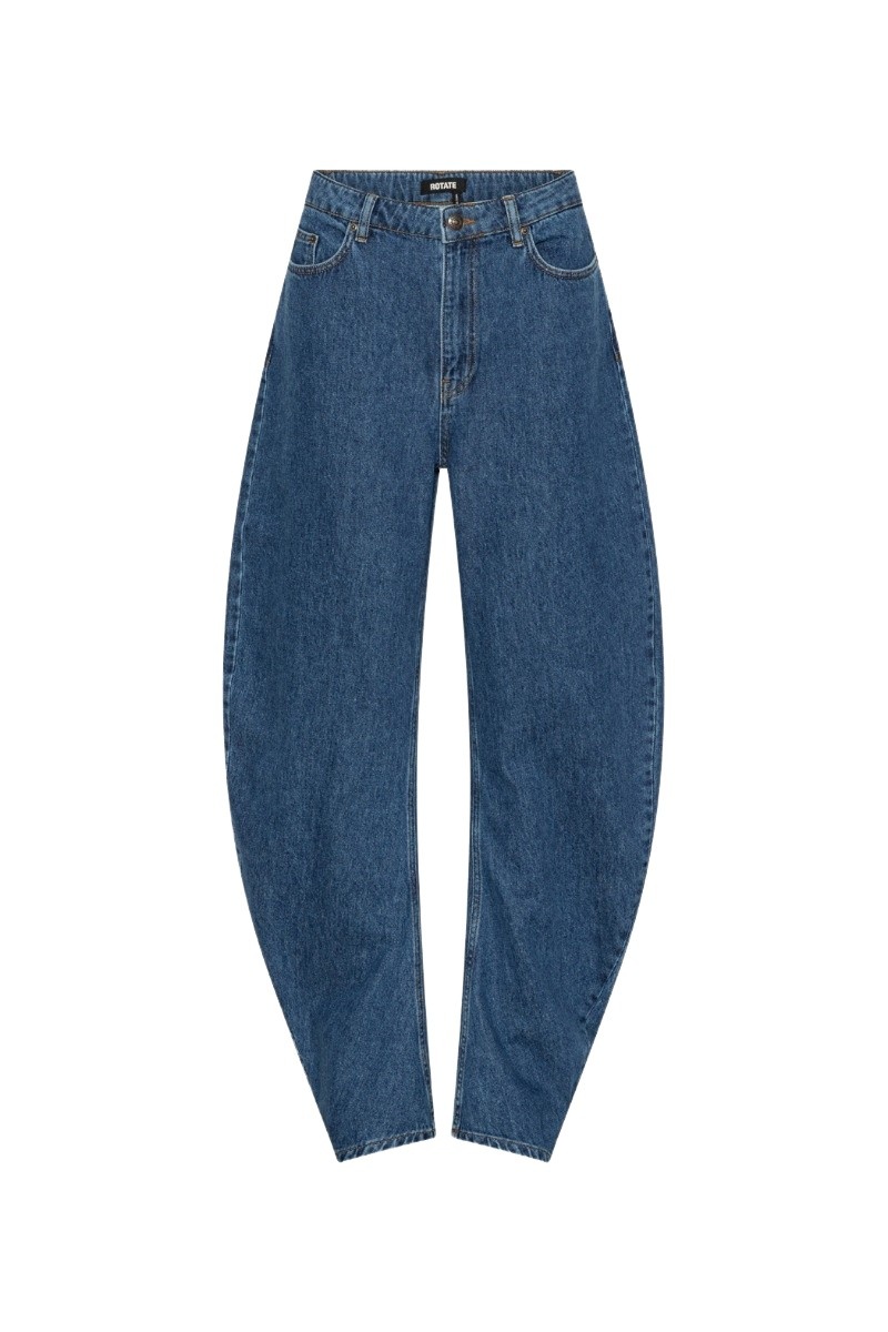 Draped Barrel Leg Jeans Blue