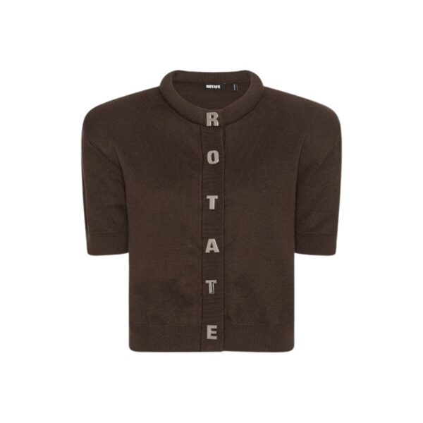 Firm Knit Ss Cardigan Dark Brown
