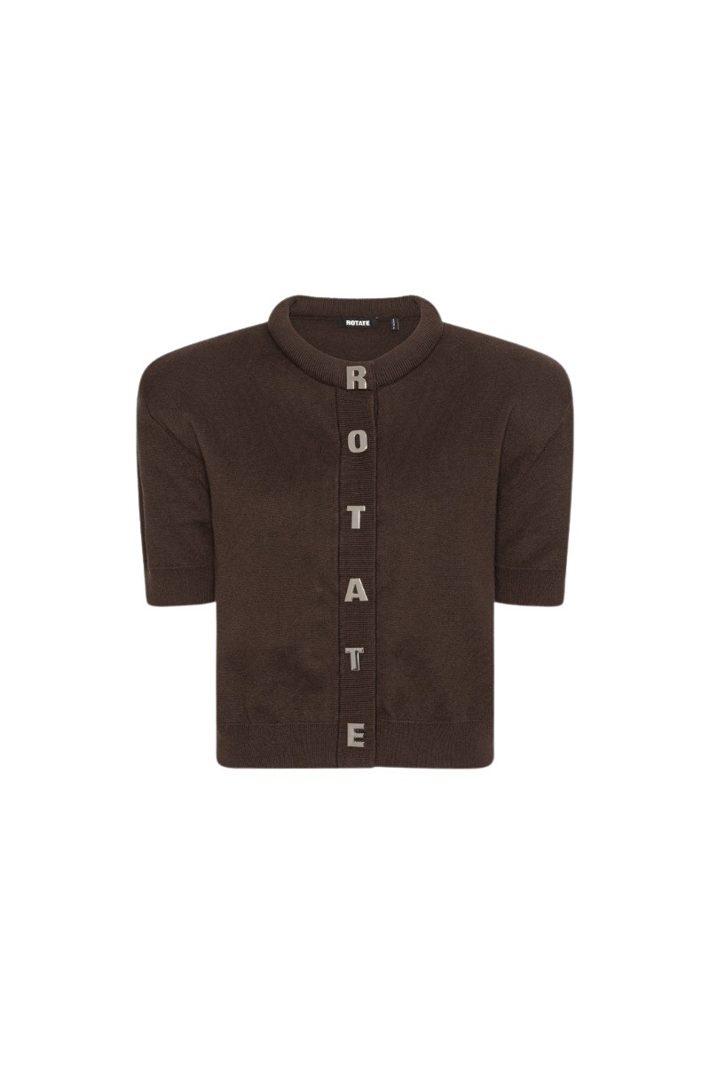Firm Knit Ss Cardigan Dark Brown