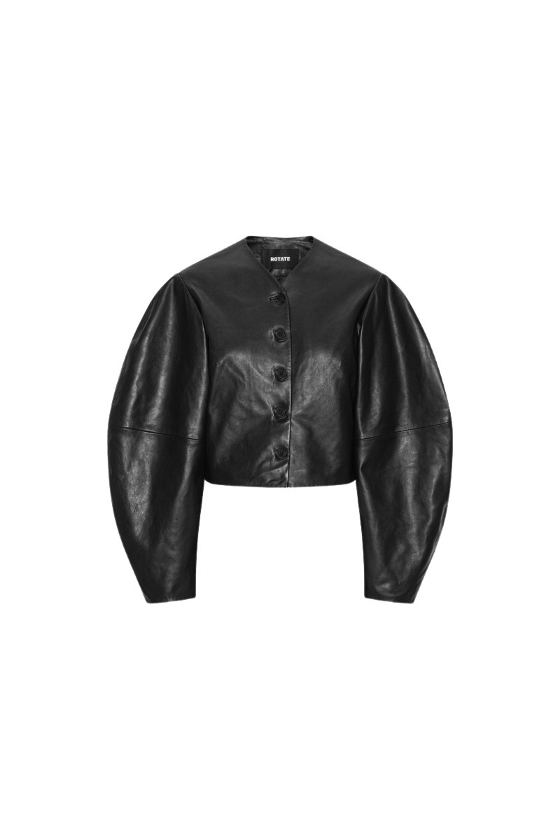 Fitted Leather Jacket Black