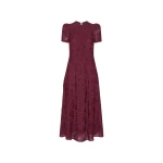 Flower Mesh Flared Dress Bordeaux