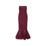 Flower Mesh Flounce Dress Bordeaux