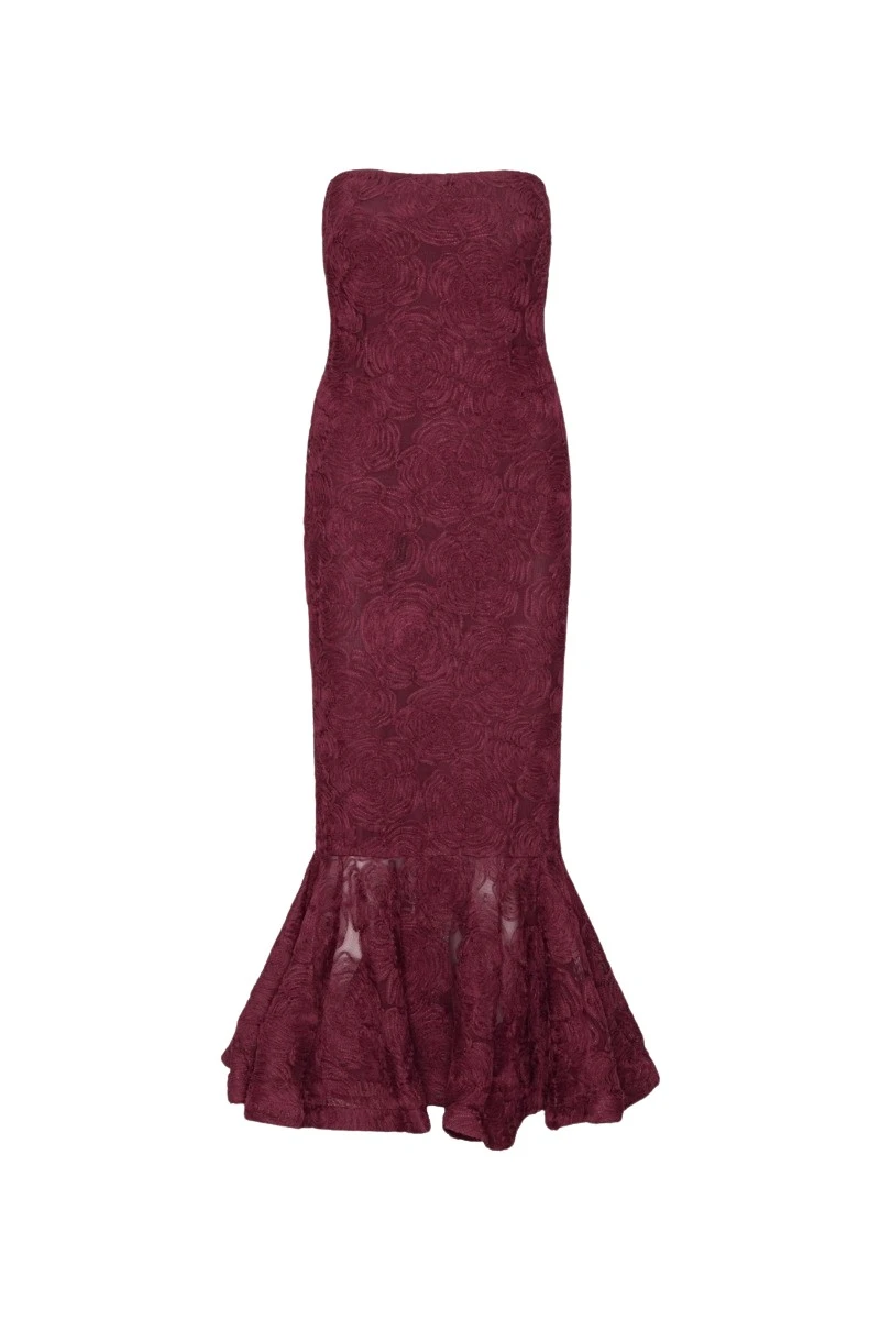 ROTATE-Birger-Christensen-Flower-Mesh-Flounce-Dress-Bordeaux-coveti49920_nobg Flower Mesh Flounce Dress Bordeaux