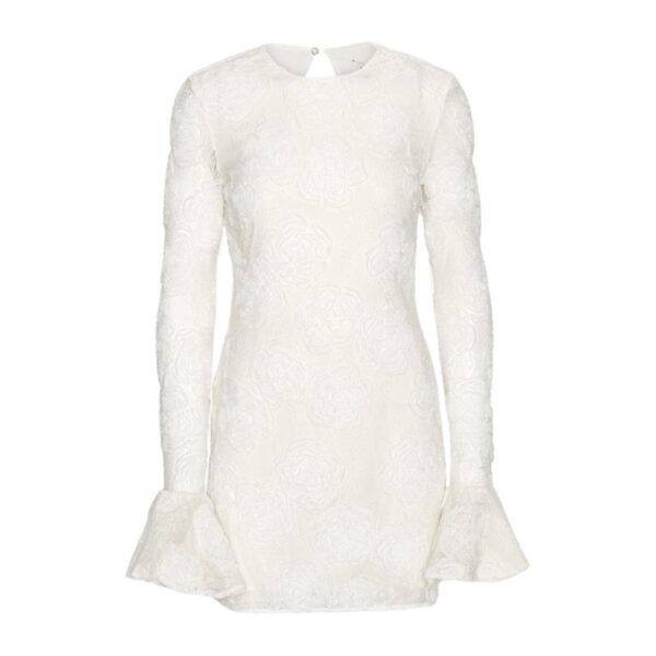 Flower Mesh Mini Dress Egret White