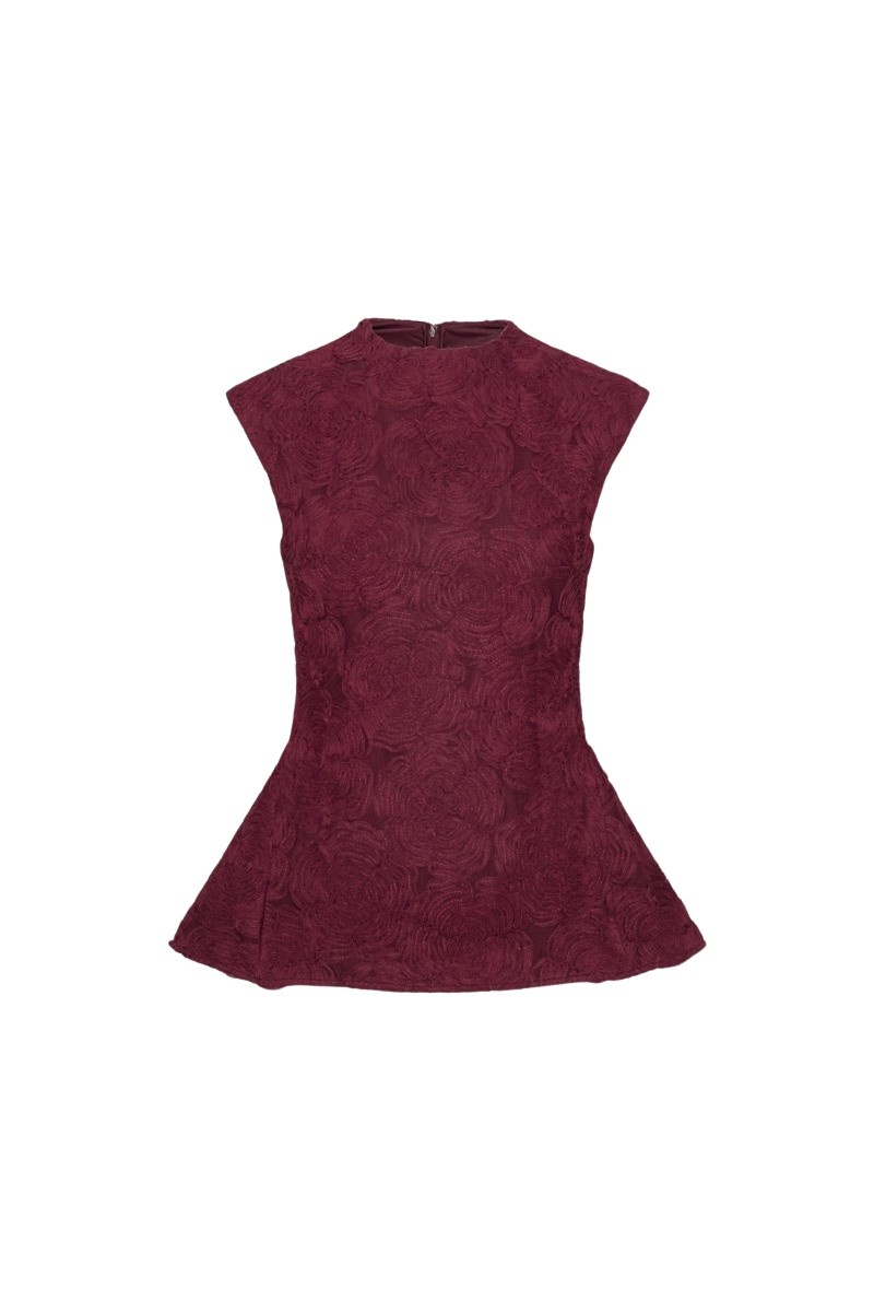 Flower Mesh Top Bordeaux