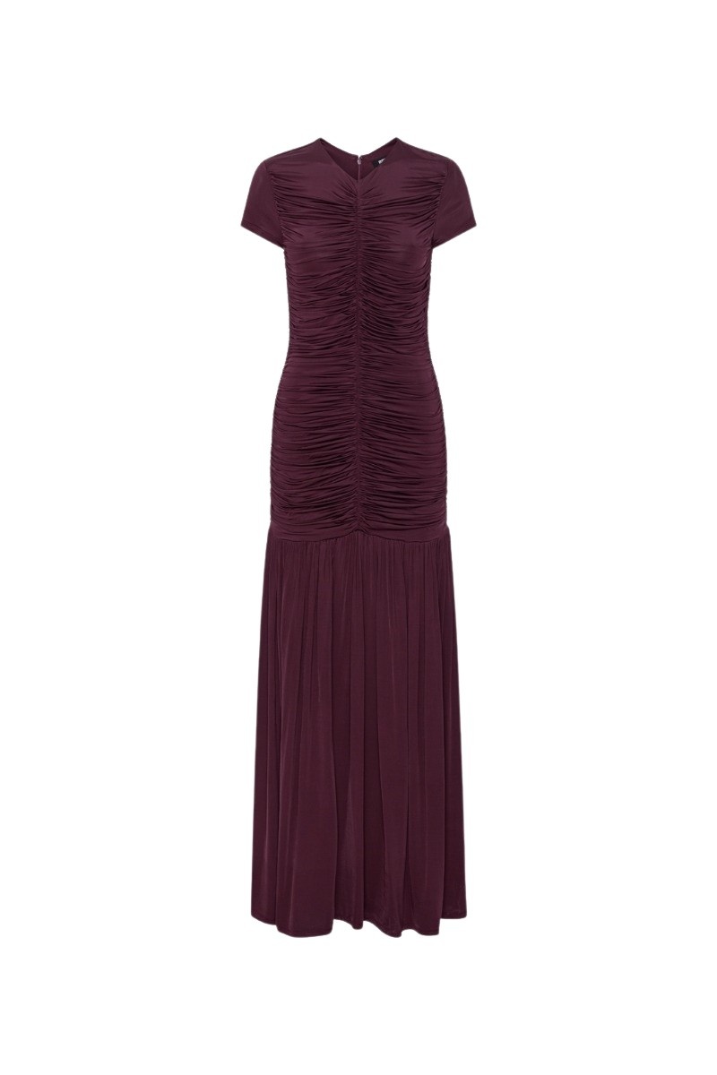 Gathered Maxi Dress Bordeaux