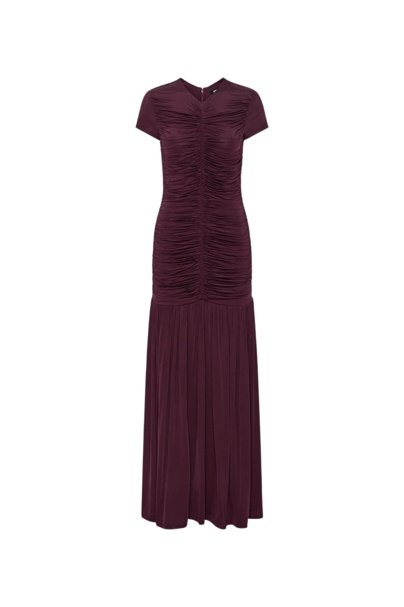 ROTATE-Birger-Christensen-Gathered-Maxi-Dress-Bordeaux-coveti89998_nobg Gathered Maxi Dress Bordeaux
