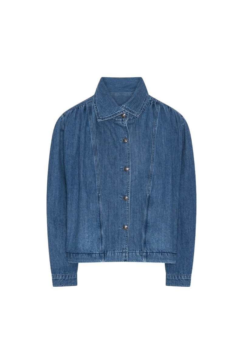 Gatherred Denim Jacket Blue