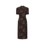 Jacquard Midi Dress Dark Brown