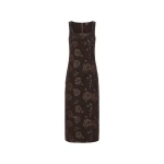 Jacquard Sleeveless Dress Dark Brown