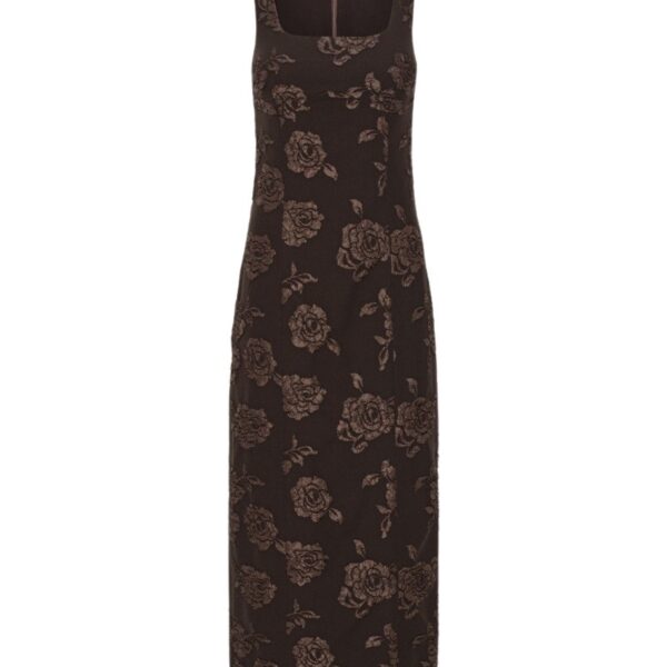 Jacquard Sleeveless Dress Dark Brown
