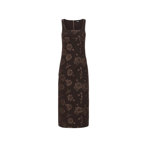 Rotate Birger Christensen Jacquard Sleeveless Dress Dark Brown