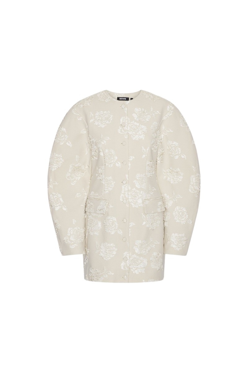 Jacquard Tailored Dress Creme