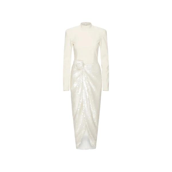 Rotate Birger Christensen Knotted Midi Dress White