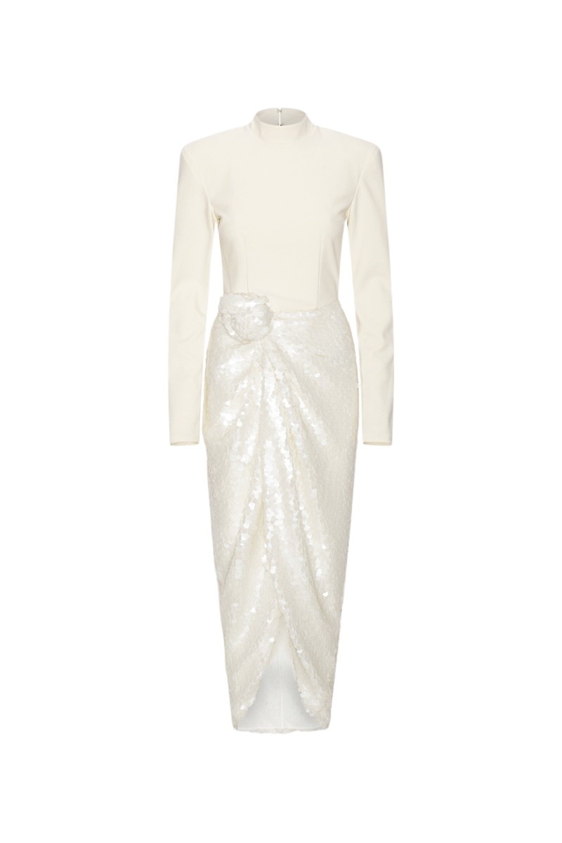 Knotted Midi Dress White