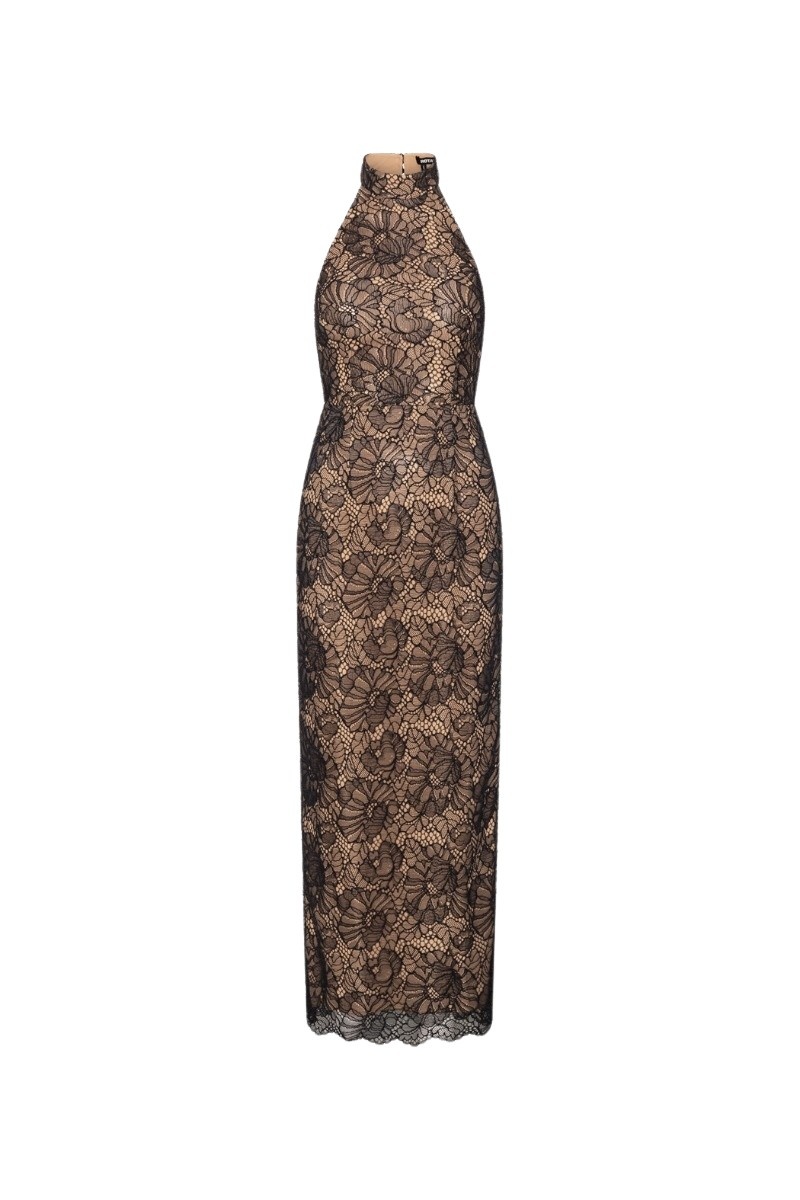 Lace Halterneck Dress Black