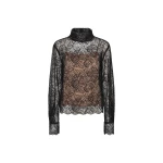 Lace Long Sleeve Blouse Black