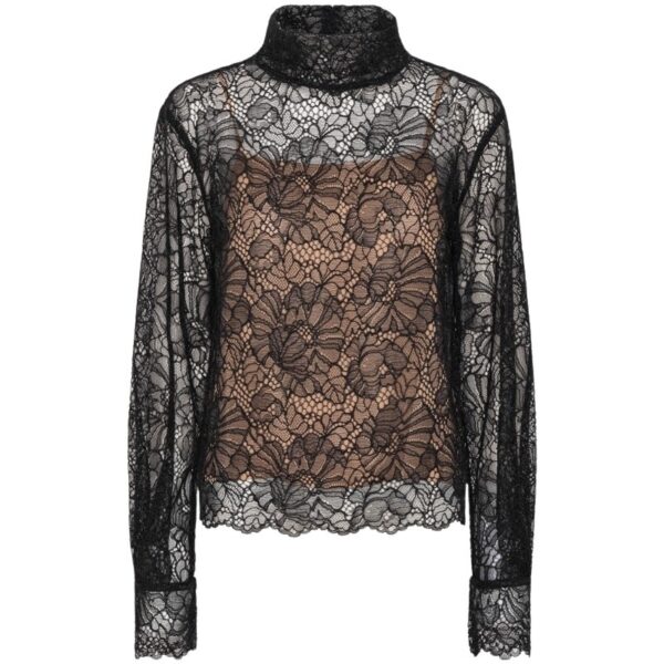Lace Long Sleeve Blouse Black