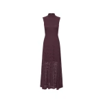 Lace Maxi Flared Dress Bordeaux