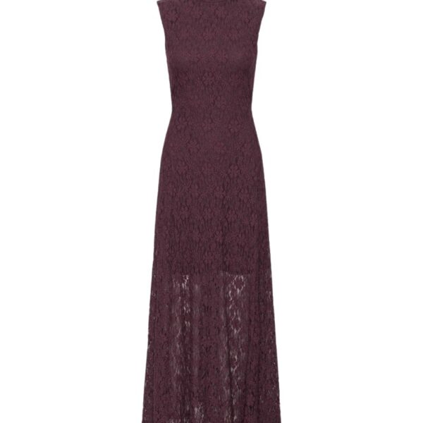Lace Maxi Flared Dress Bordeaux