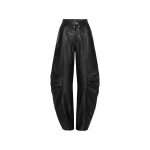Leather Cargo Pants Black