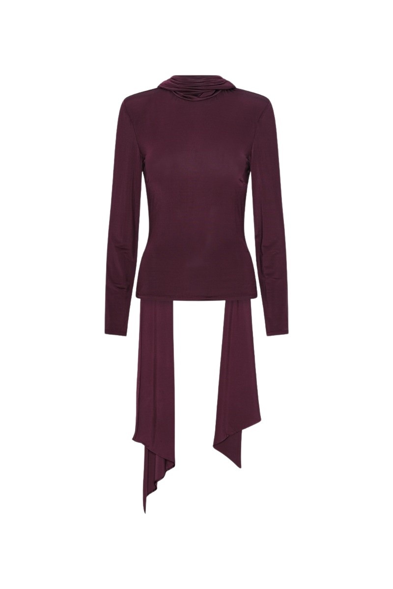 Long-sleeved Scarf Top Bordeaux