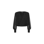 Ls Ruched Blouse Black