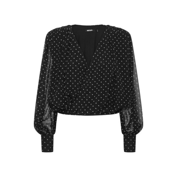 Ls Ruched Blouse Black