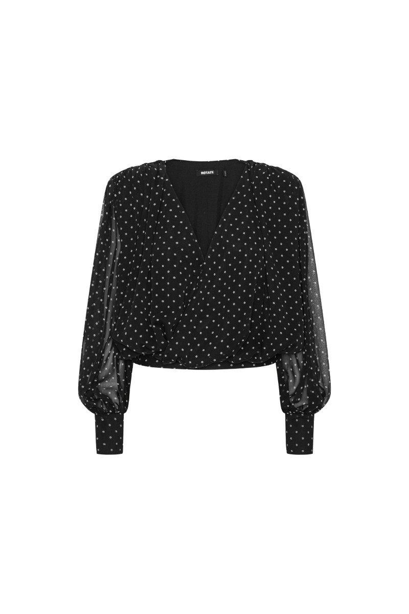 Ls Ruched Blouse Black